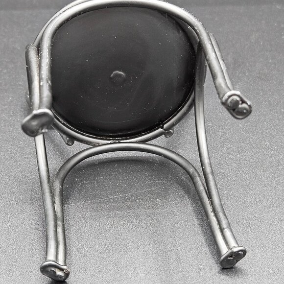 Vintage Black Metal Candle Holder Chair Design With Celtic Symbol Backrest - Picture 6 of 7
